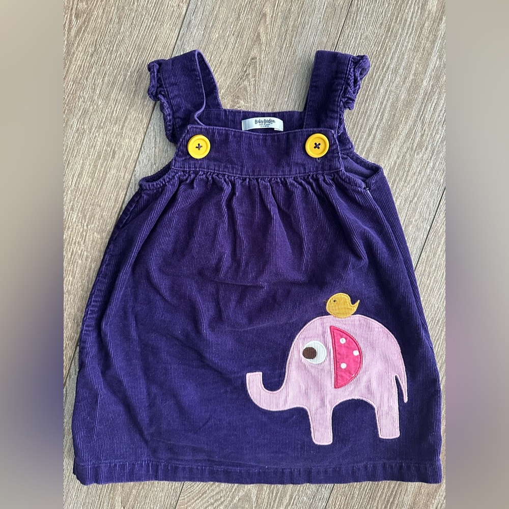 Mini Boden Elephant aplique Pinnie 18-24M